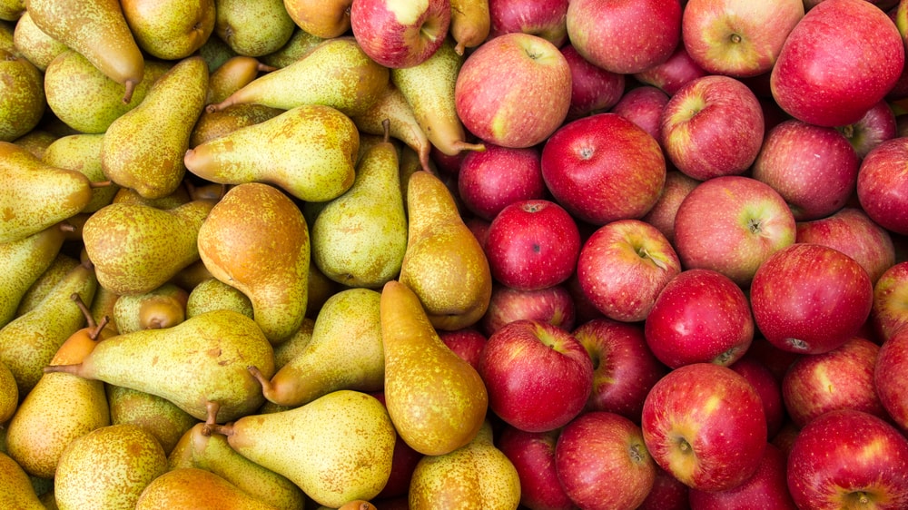 Frutas, peras y manzanas