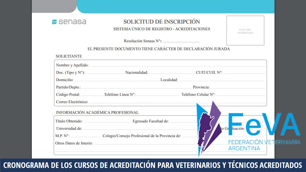 Cronograma de los cursos de acreditación para veterinarios y técnicos acreditados