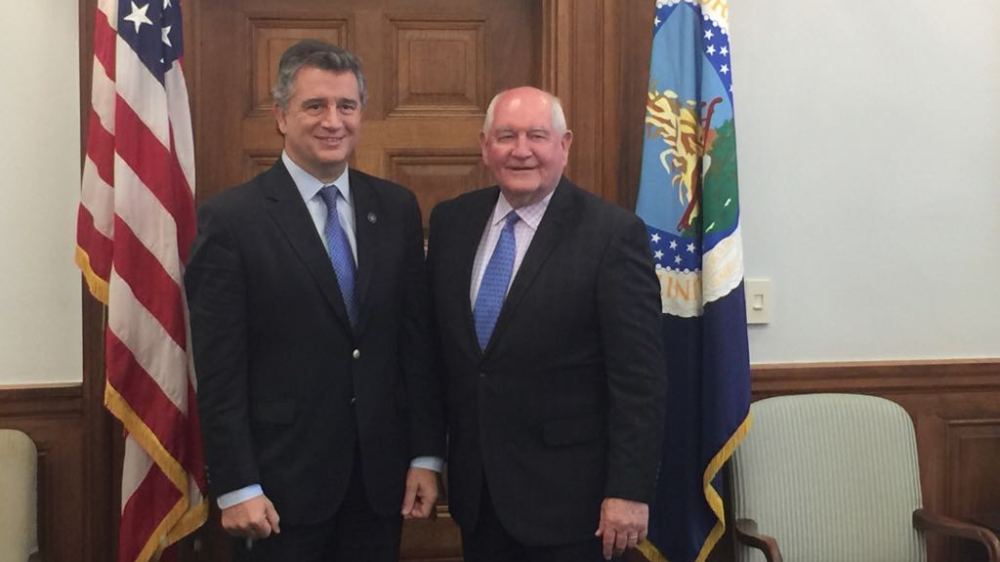 Etchevehere se reunió con el Secretario de Agricultura de EE.UU., Sonny Perdue