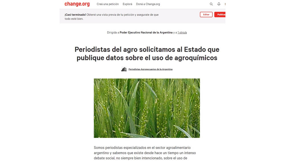 Periodistas agropecuarios argentinos solicitaron al Estado nacional que publique datos sobre el uso de agroquímicos