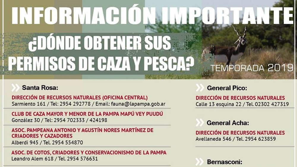 Donde obtener sus permisos de caza y pesca – Temporada 2019