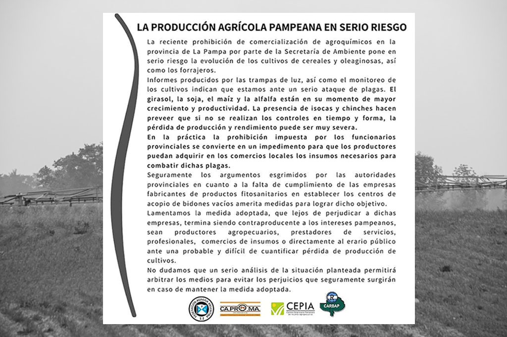 Riesgo: Instituciones pampeanas alertan sobre el daño a la producción agrícola