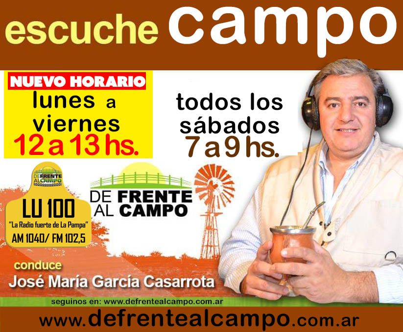 NUEVO HORARIO: De Frente al Campo en radio estará de 12 a 13 hs.