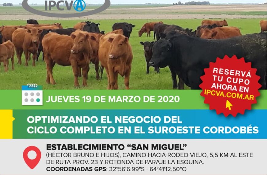 Ipcva: Jornada a campo en Río Cuarto el 19 de Marzo