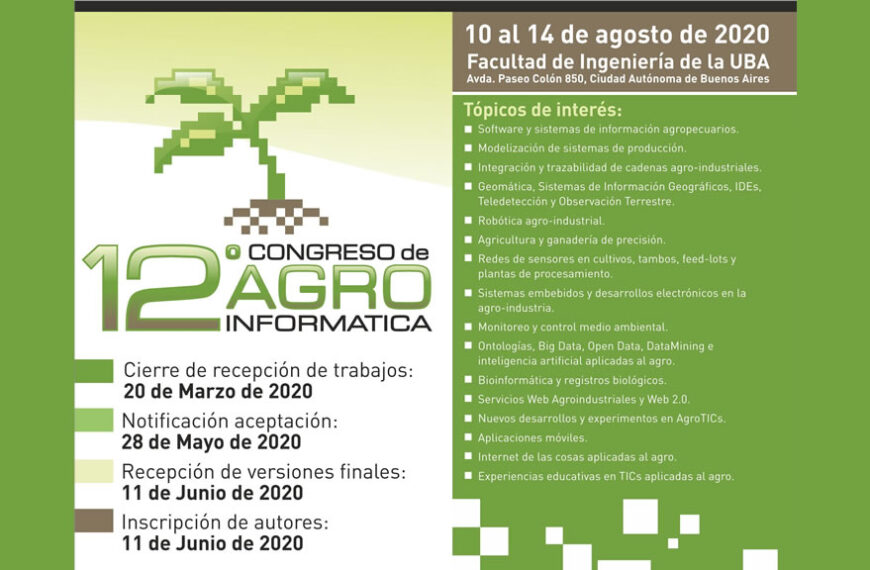 Nueva Convocatoria para el Congreso Argentino de Agroinformatica 2020