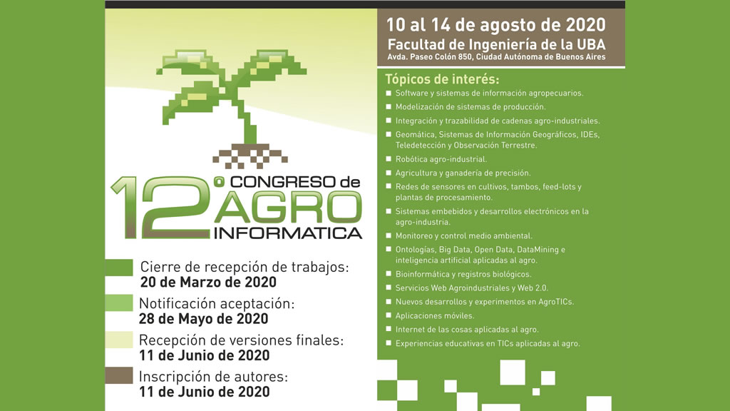 Nueva Convocatoria para el Congreso Argentino de Agroinformatica 2020