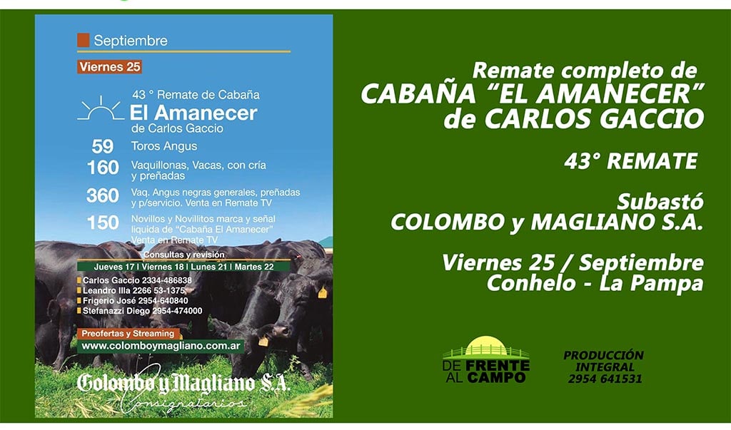 en Vivo: 43° Remate de Cabaña «El Amanecer» de Carlos Gaccio