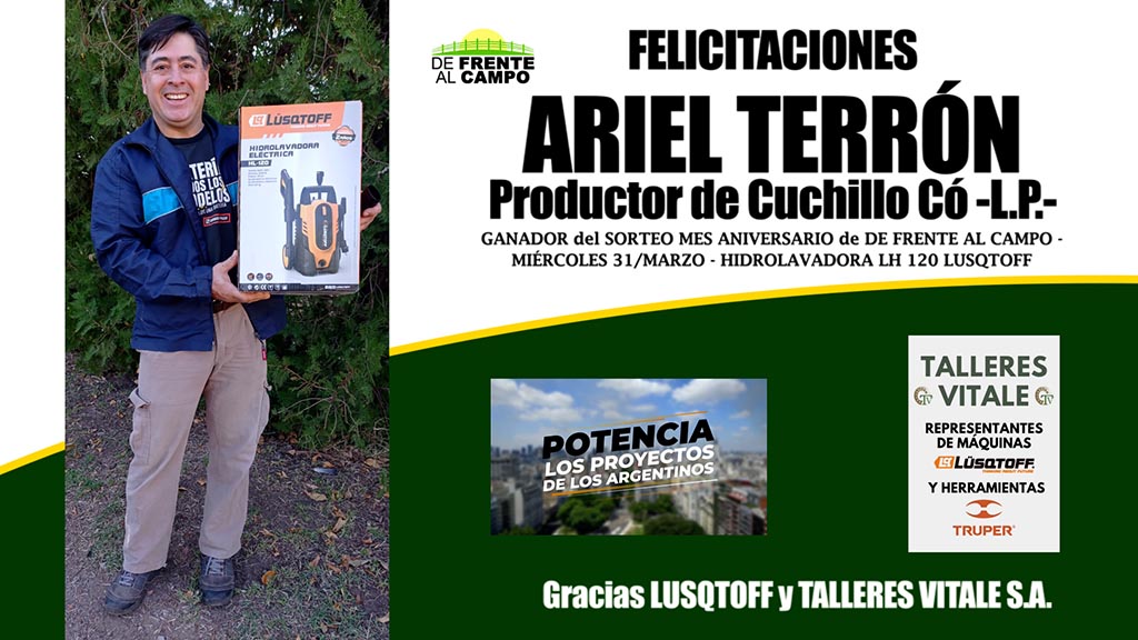 Sorteo: Ariel Terrón fue el ganador de la Hidrolavadora