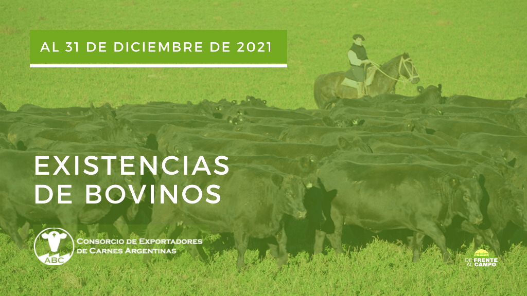 Existencias de bovinos al 31 de diciembre de 2021