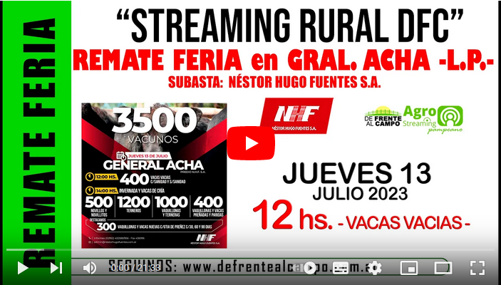 Remate: Néstor Hugo Fuentes S.A. – jueves 13/julio/2023 – Gral. Acha – La Pampa
