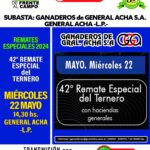 Ganaderos de General Acha S.A. | General Acha – La Pampa | Próximo Remate Feria el miércoles 22 de mayo del 2024