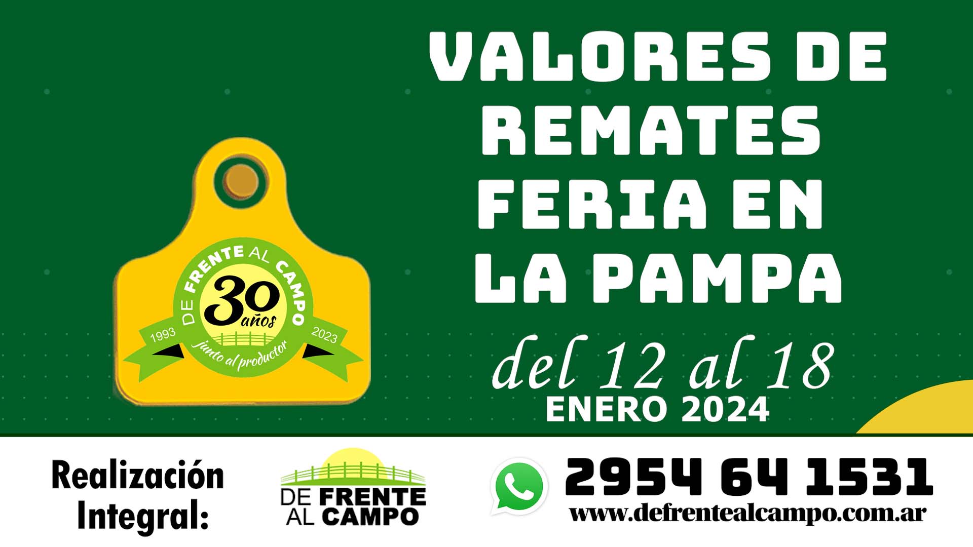 Invernada: Valores en las Agro Subastas ganaderas en La Pampa -del 12 al 18/Enero/2024