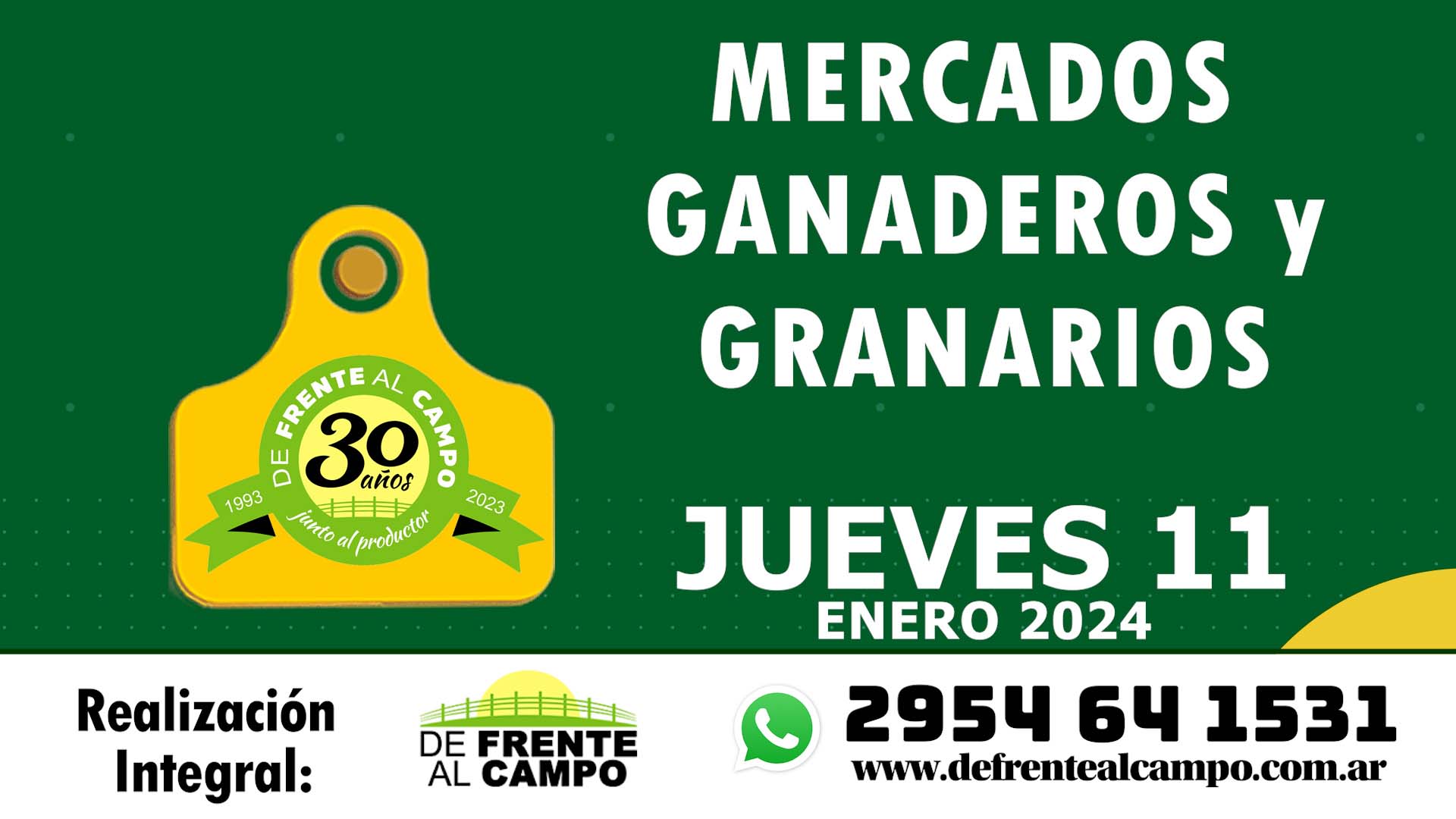 Mercados Agropecuarios – Jueves 11 / Enero / 2024