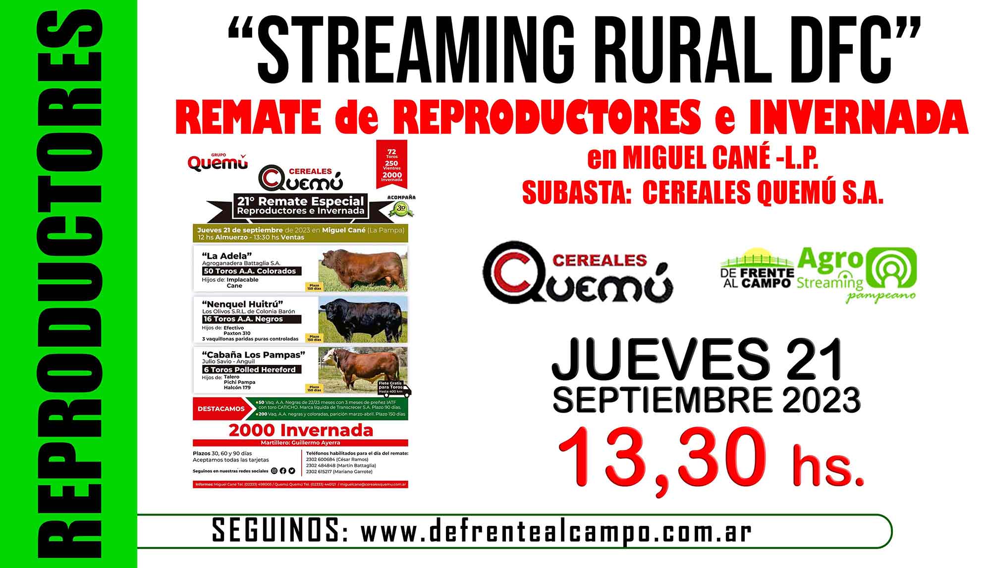 Remate Feria de Cereales Quemu S.A. – Miguel Cané -L.P. | 21-09-2023