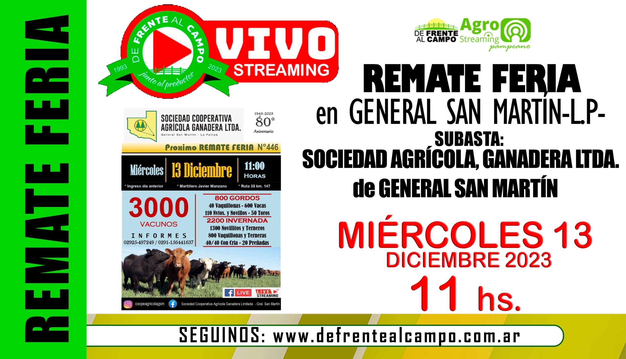 Remate Feria de Soc. Cooperativa de General San Martín – General San Martín | 13-12-2023