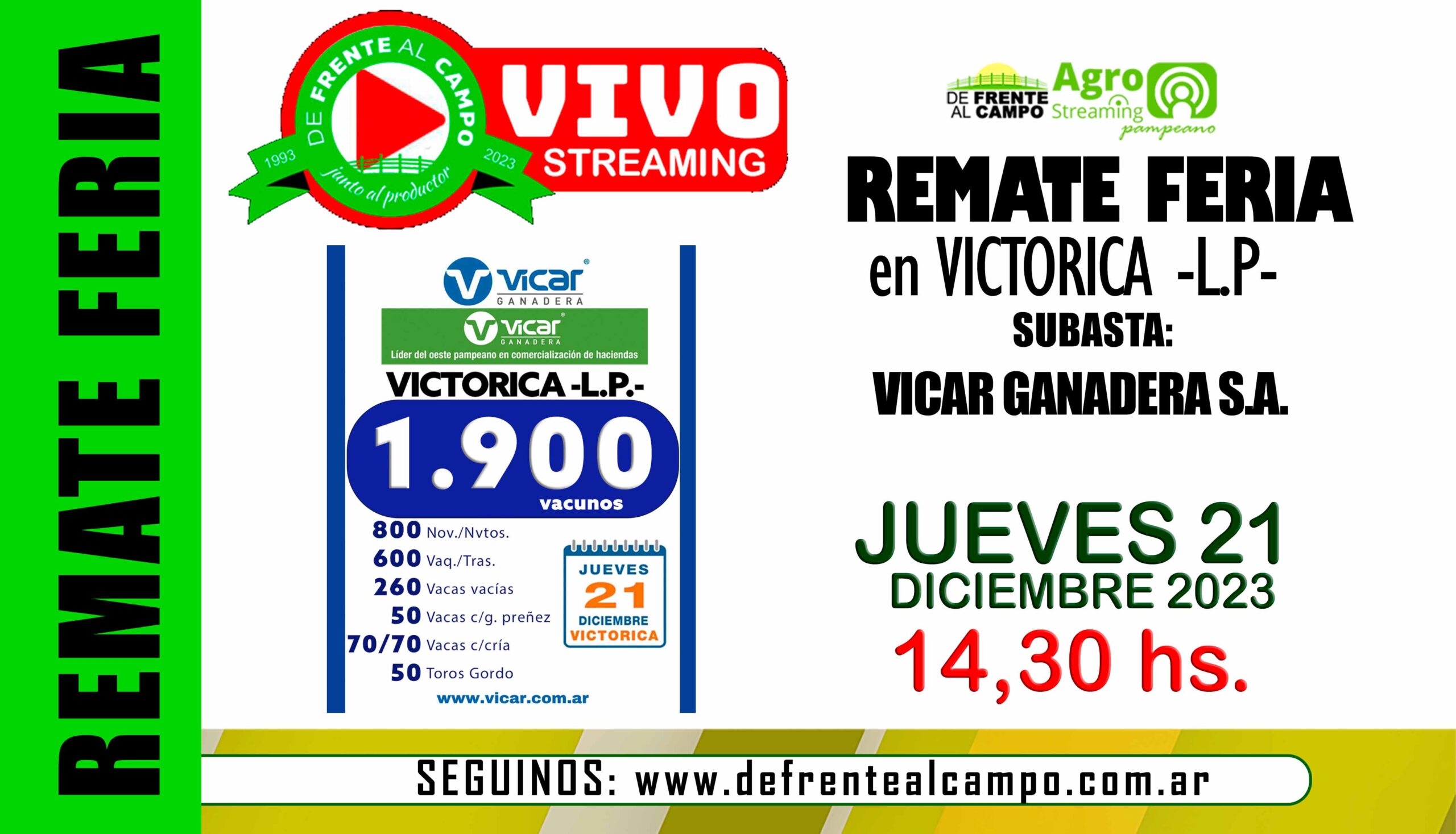 Remate Feria de Vicar Ganadera S.A. – Victorica -L.P. |  21-12-2023