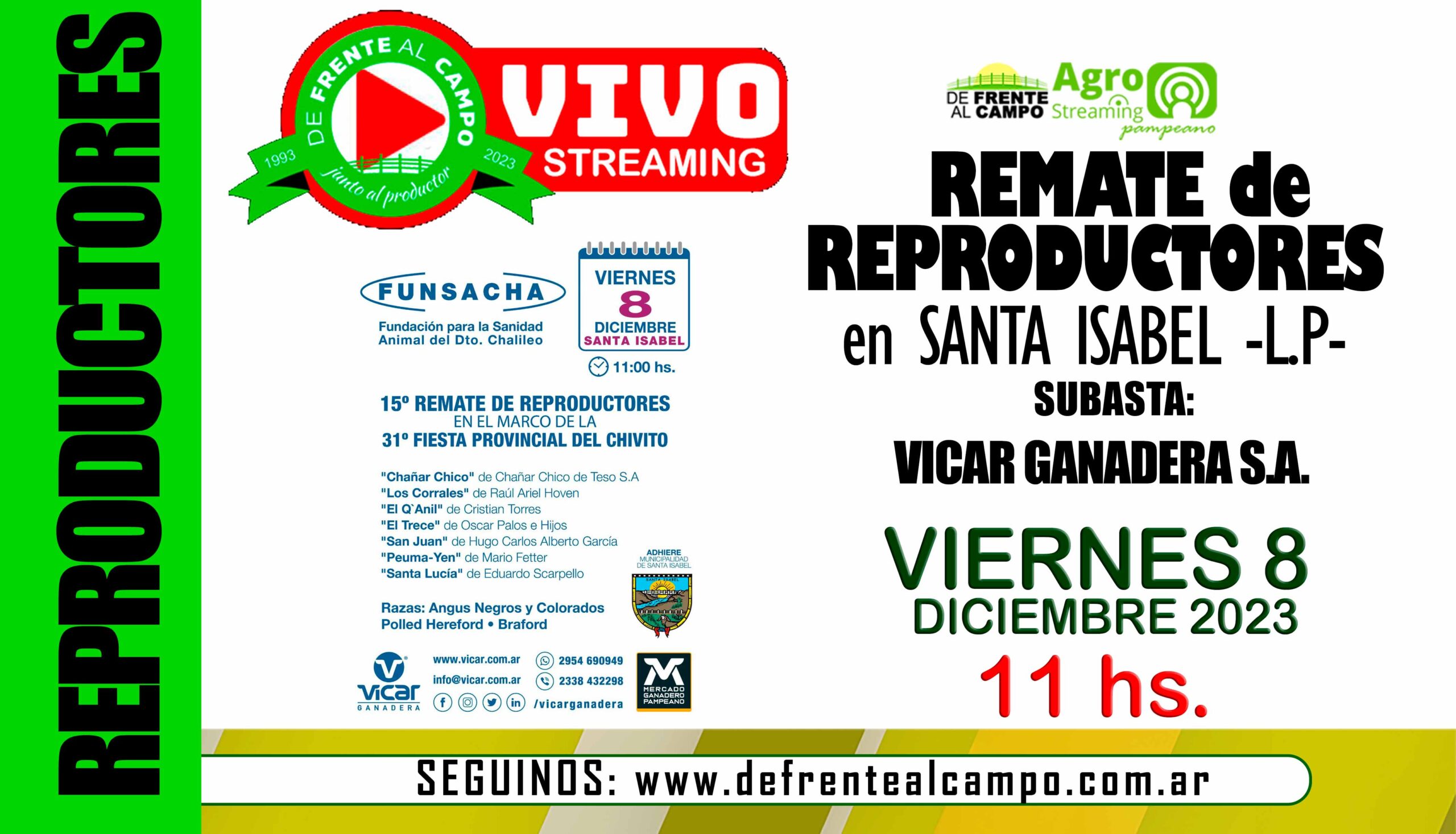 Remate Feria de Vicar Ganadera S.A. – Santa Isabel -L.P. |  08-12-2023