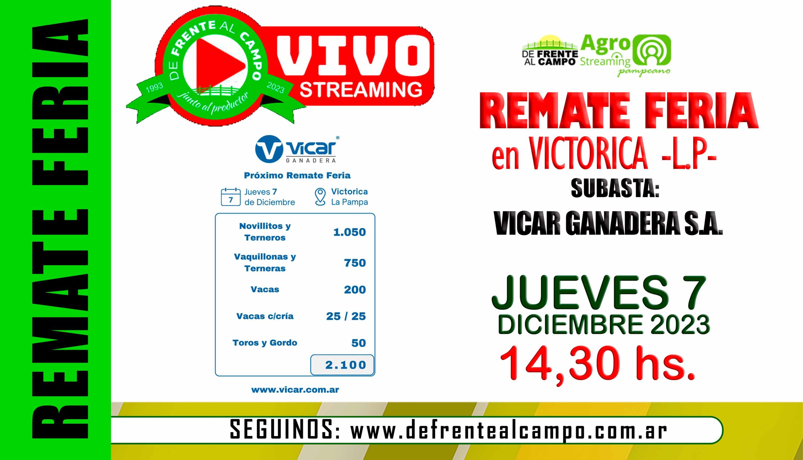 Remate Feria de Vicar Ganadera S.A. – Victorica -L.P. |  07-12-2023