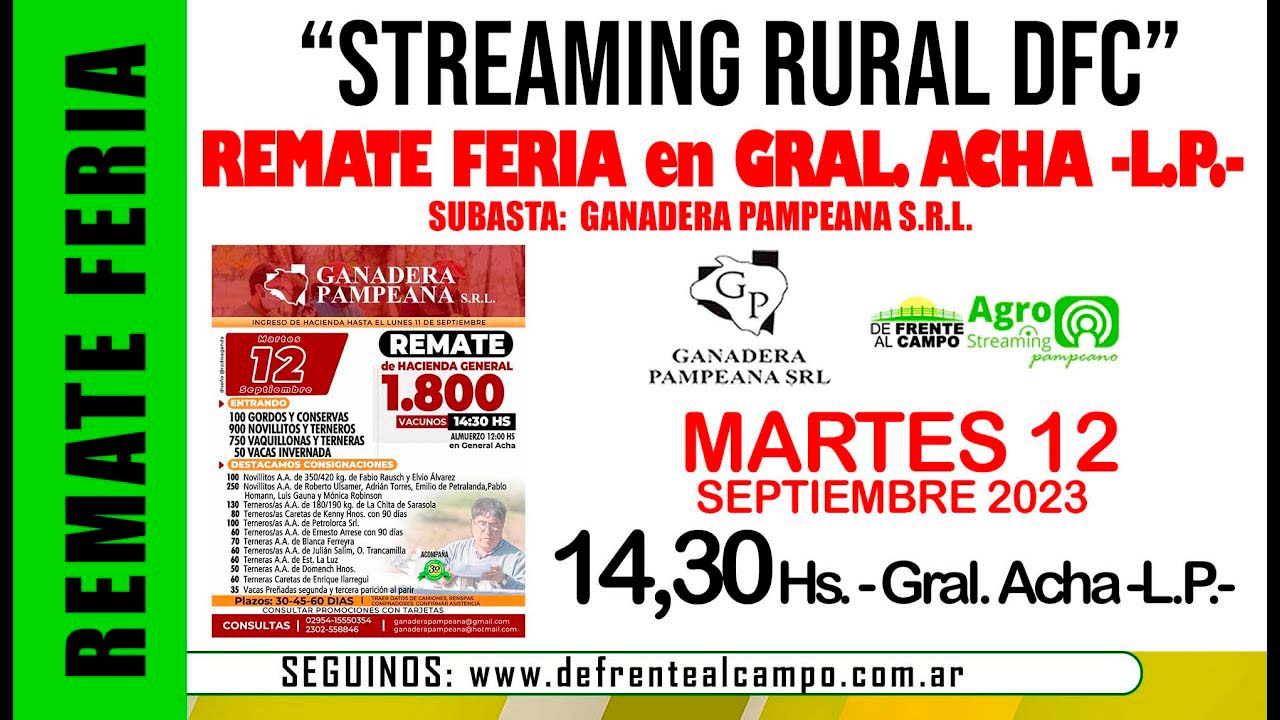 Remate Feria de Ganadera Pampeana S.R.L. – General Acha -L.P. | 12-09-2023