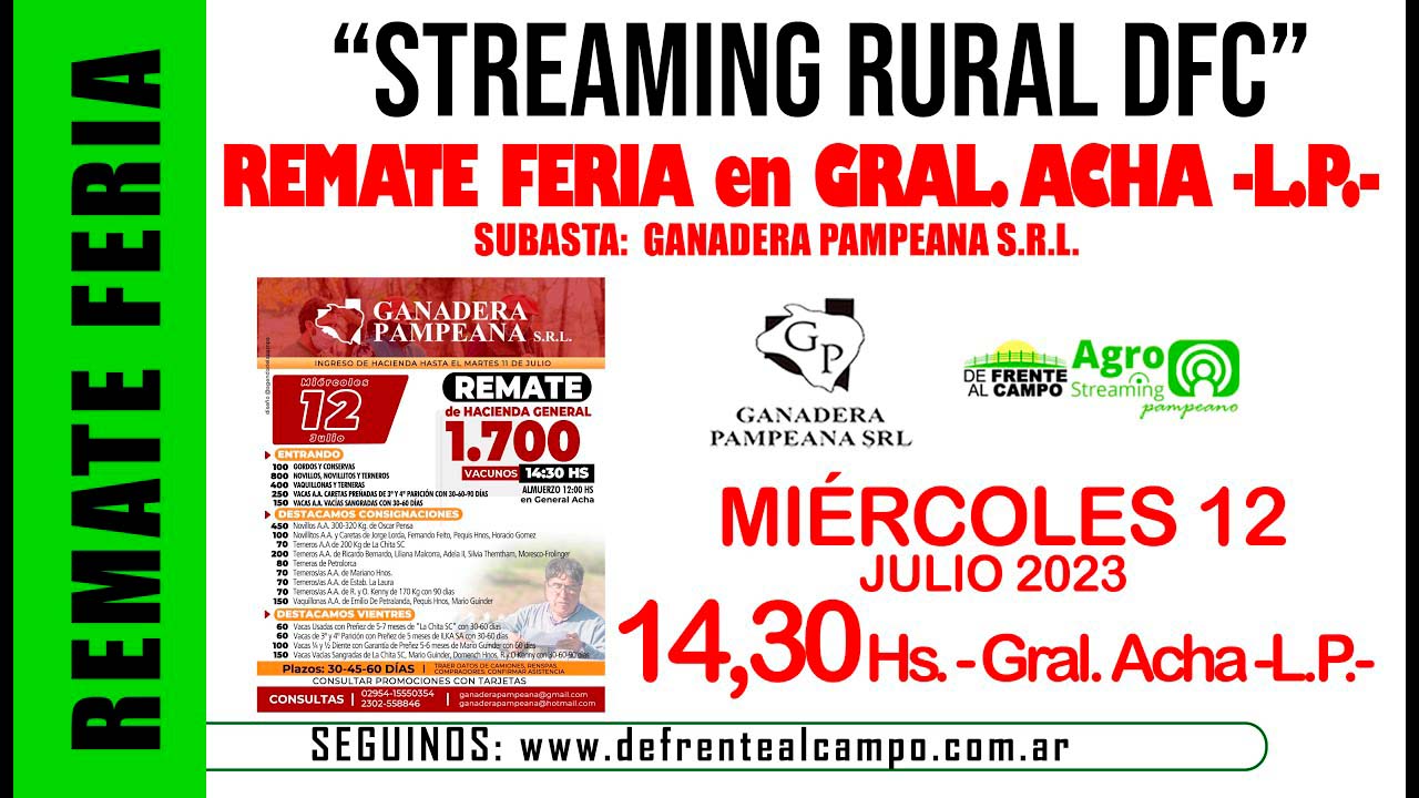 Remate Feria de Ganadera Pampeana S.R.L. – General Acha -L.P. | 12-07-2023