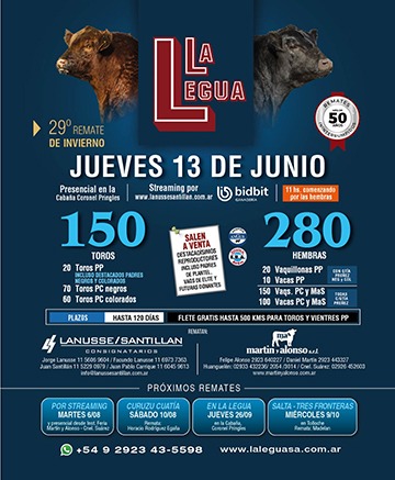 29º Remate de Invierno – La Legua | Coronel Pringles – Buenos Aires | Próximo Remate el Jueves 13 de junio 2024