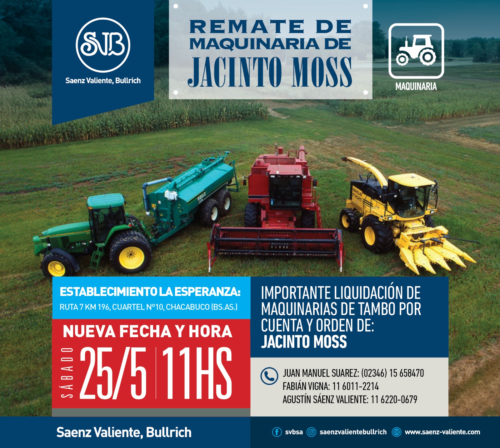 Remate de Maquinarias | Chacabuco, Buenos Aires | Próximo Remate el Sábado 25  de mayo del 2024