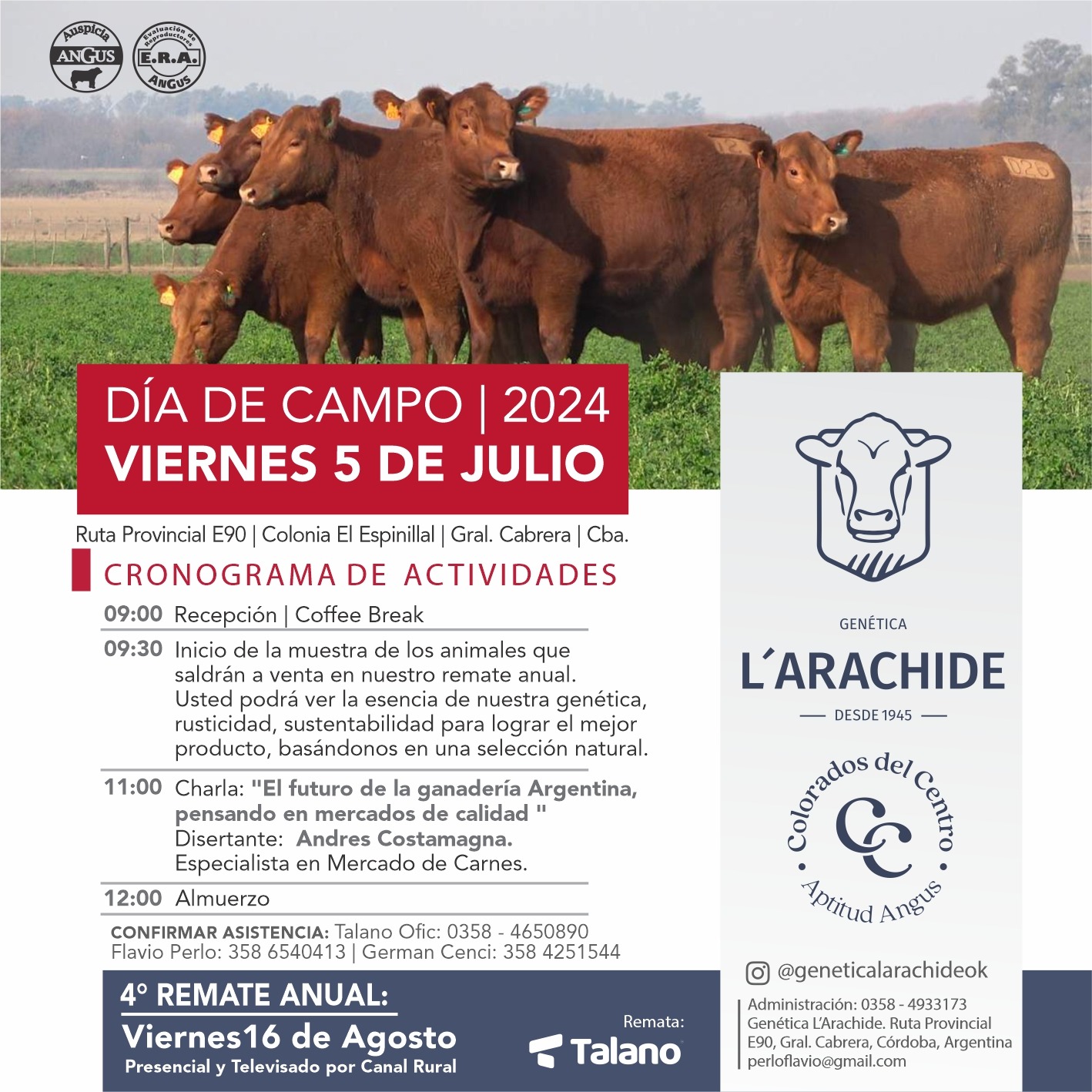Genética L’ARACHIDE Anuncia su Día de Campo con Charla Especializada y su Próximo 4º Remate Anual