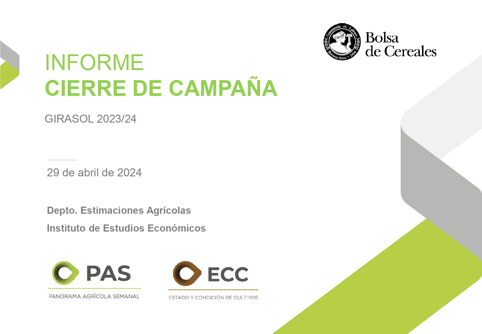 Bolsa De Cereales: Informe de Pre Campaña Girasol 2023/24