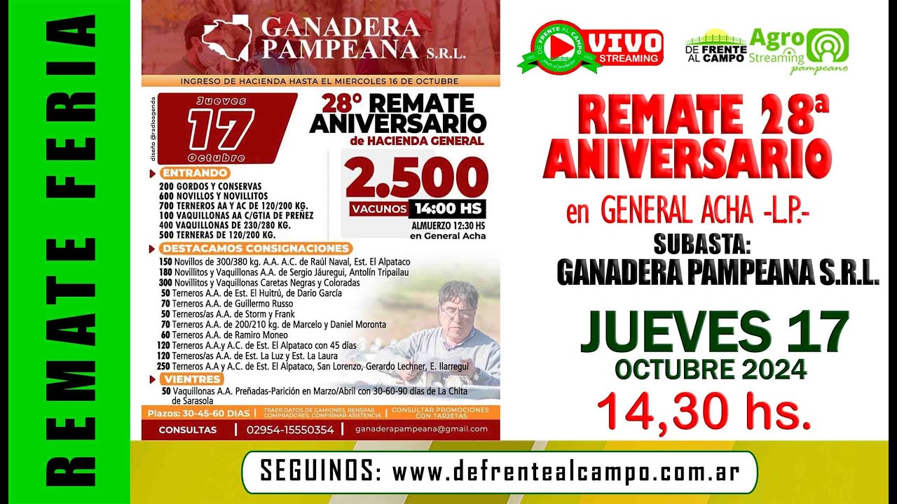 Remate de Ganadera Pampeana S.R.L. | General Acha – L.P. | 17-10-2024