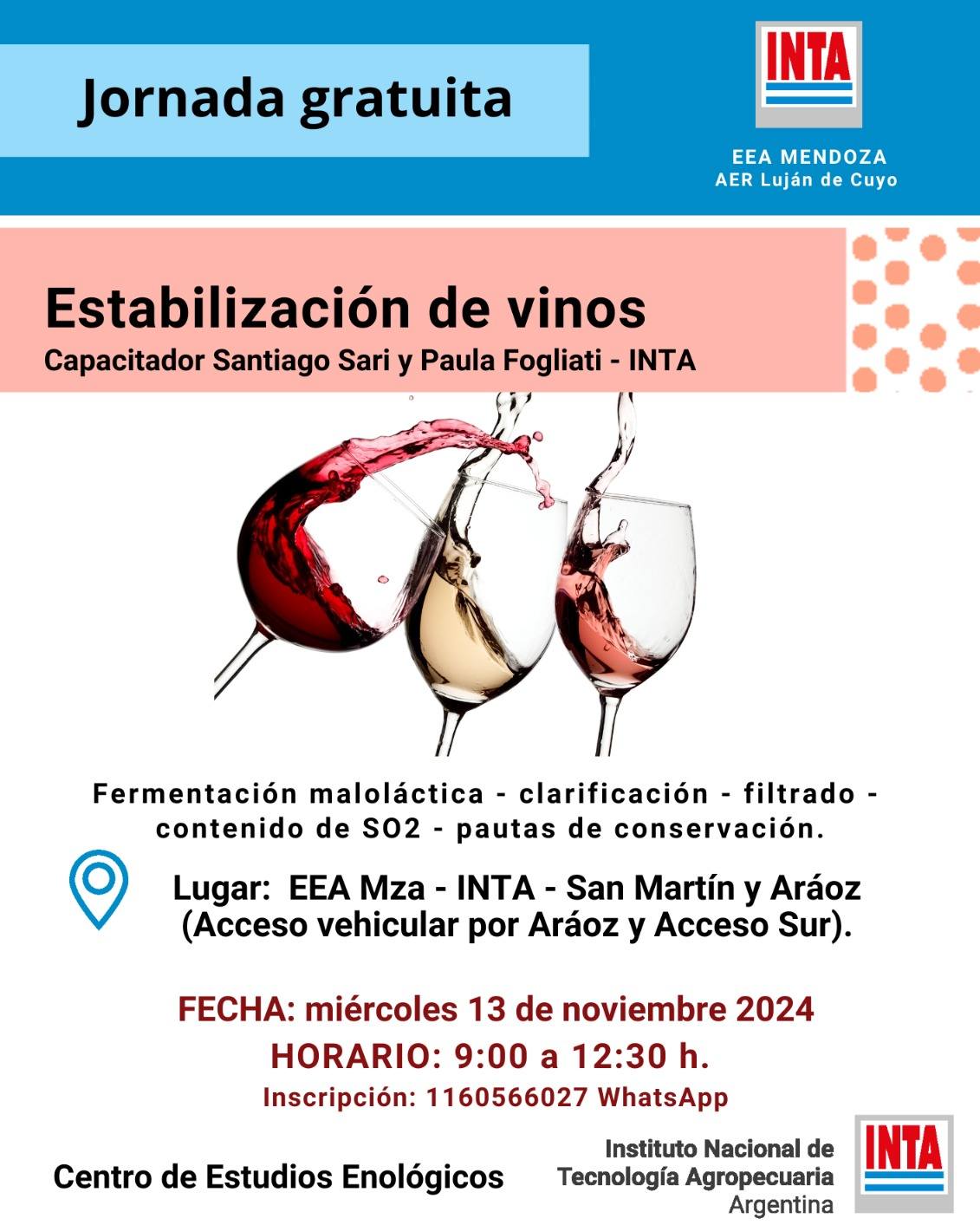 Jornada gratuita sobre estabilización de vinos en Mendoza