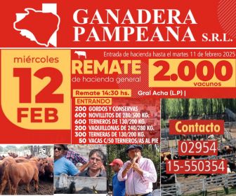 Ganadera Pampeana SRL | General Acha | Próximo Remate Feria el miércoles 12 de febrero 2025