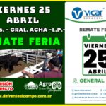 Vicar Ganadera S.A. | General Acha | Próximo Remate Feria el viernes 25 de abril de 2025