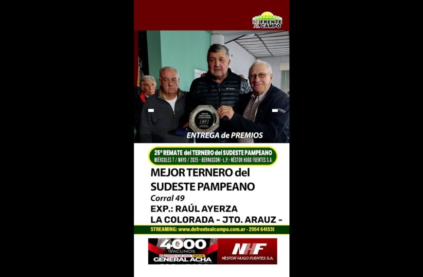 Entrevista: La entrega de premios del 25° Remate del Ternero del Sudeste Pampeano en Bernasconi