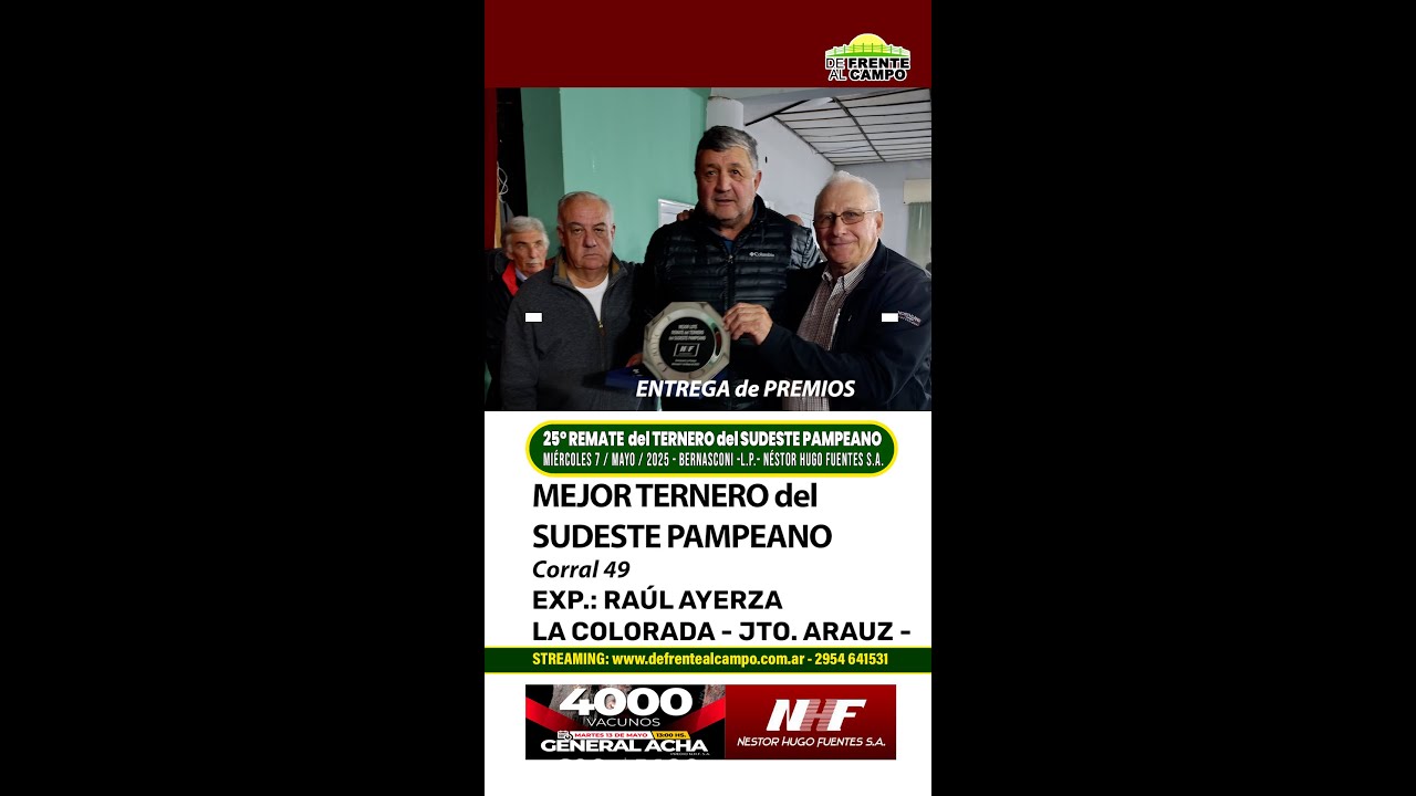 Entrevista: La entrega de premios del 25° Remate del Ternero del Sudeste Pampeano en Bernasconi