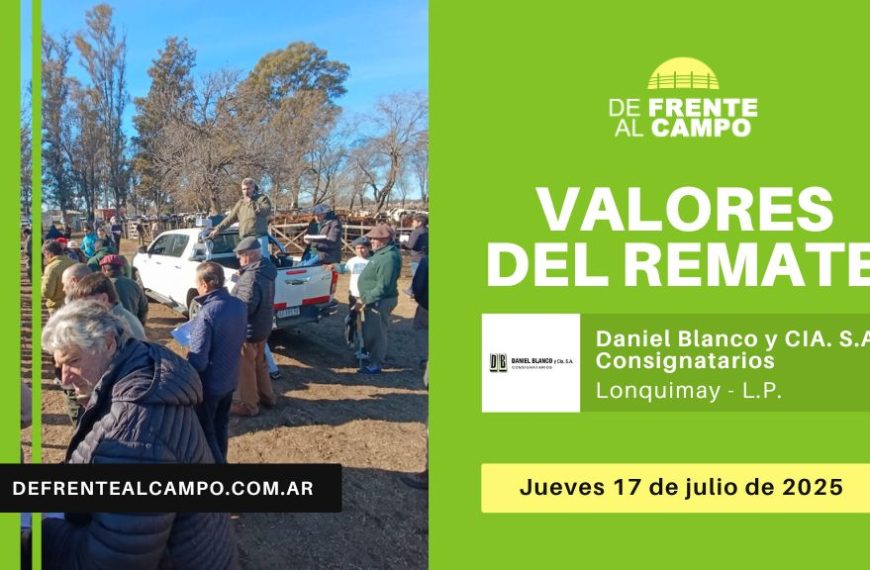 Valores del remate de Daniel Blanco y CIA. S.A. Consignatarios | Lonquimay | Jueves 17/07/2025