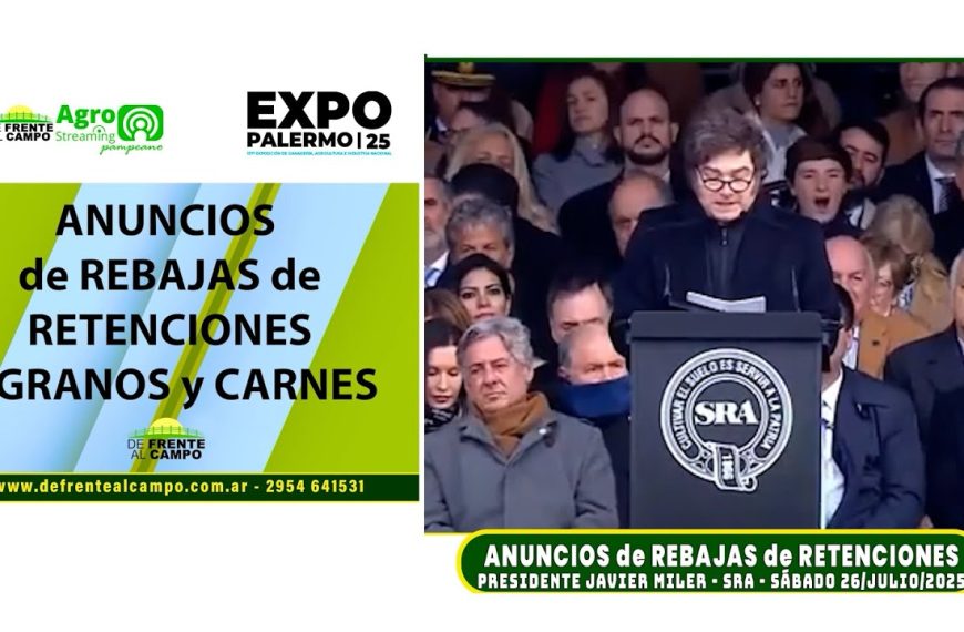 Reducción de retenciones al campo anunciada por Javier Milei en la Exposición Rural