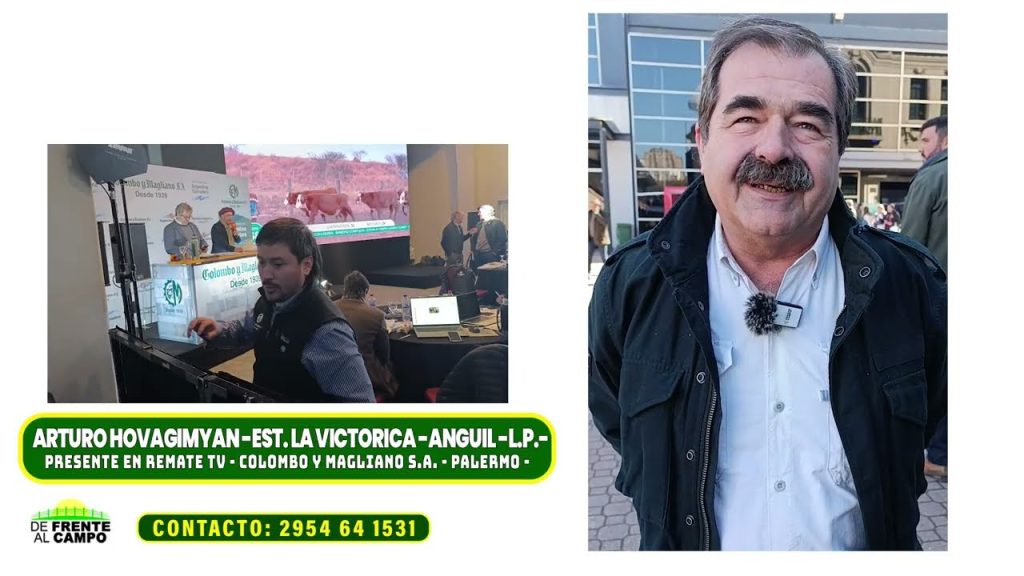 Puesto de la consignataria Colombo y Magliano S.A. durante el remate Argentina Ganadera en Palermo.
