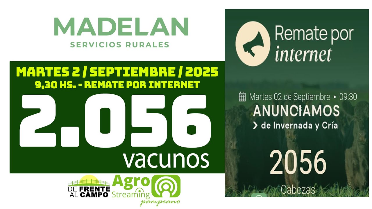 MADELAN | Remate por internet | Próximo Remate Feria el martes 2 de septiembre de 2025