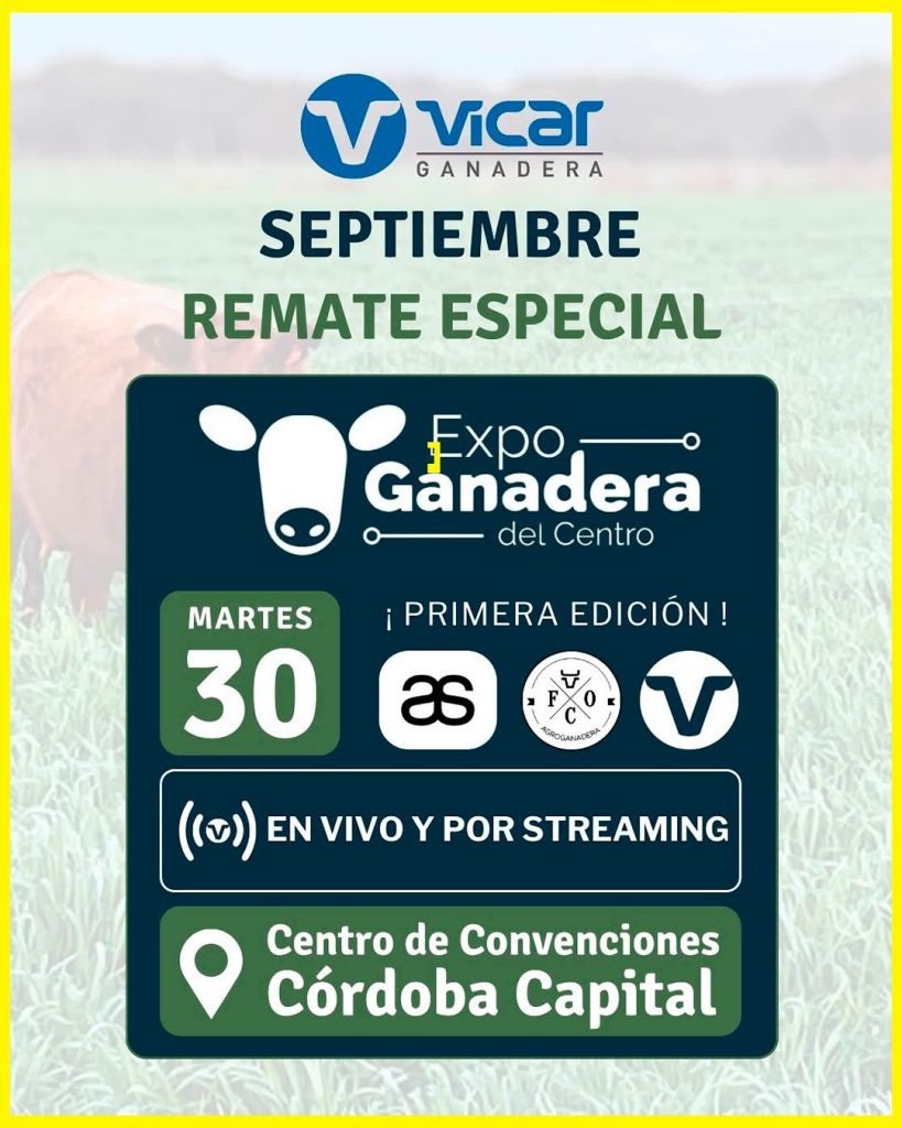 Remate feria Vicar Ganadera en Córdoba el 30 de septiembre 2025 en Expo Ganadera del Centro
