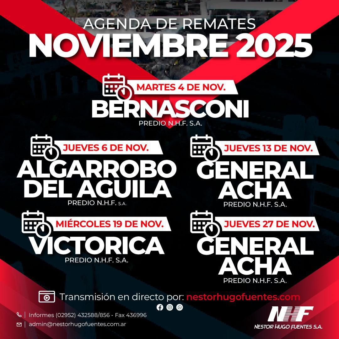 Agenda noviembre 2025 - Remate feria Néstor Hugo Fuentes