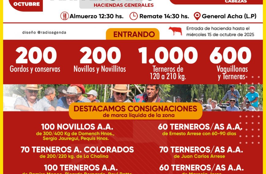 Remate feria Ganadera Pampeana 2.000 cabezas en General Acha 16-10-2025