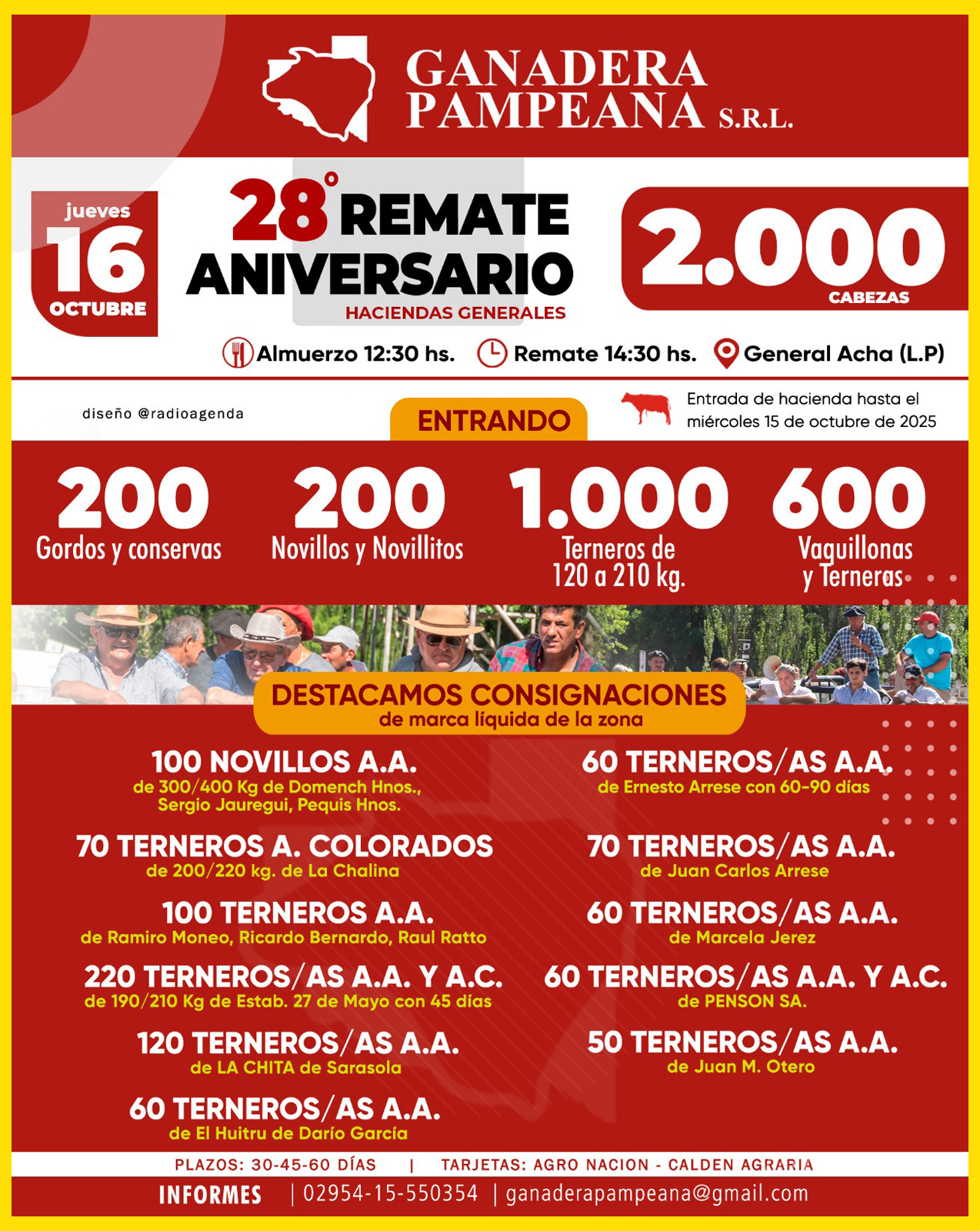 Remate feria Ganadera Pampeana 2.000 cabezas en General Acha 16-10-2025