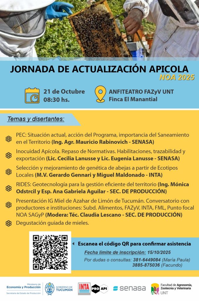 Apicultores observando panal de abejas durante la Jornada de Actualización Apícola NOA 2025 en Tucumán.