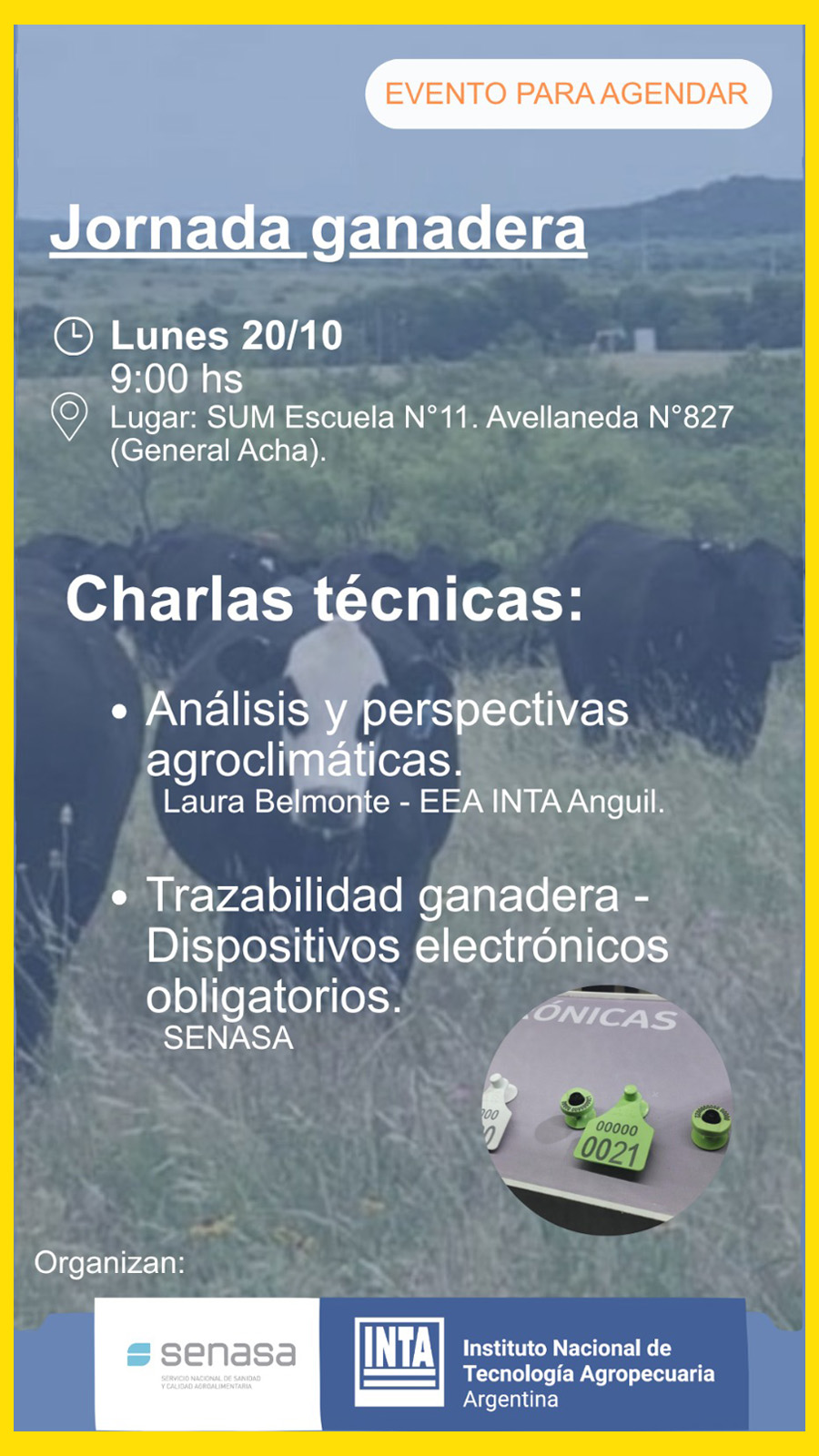 Jornada ganadera en General Acha organizada por INTA y SENASA, 20 de octubre de 2025