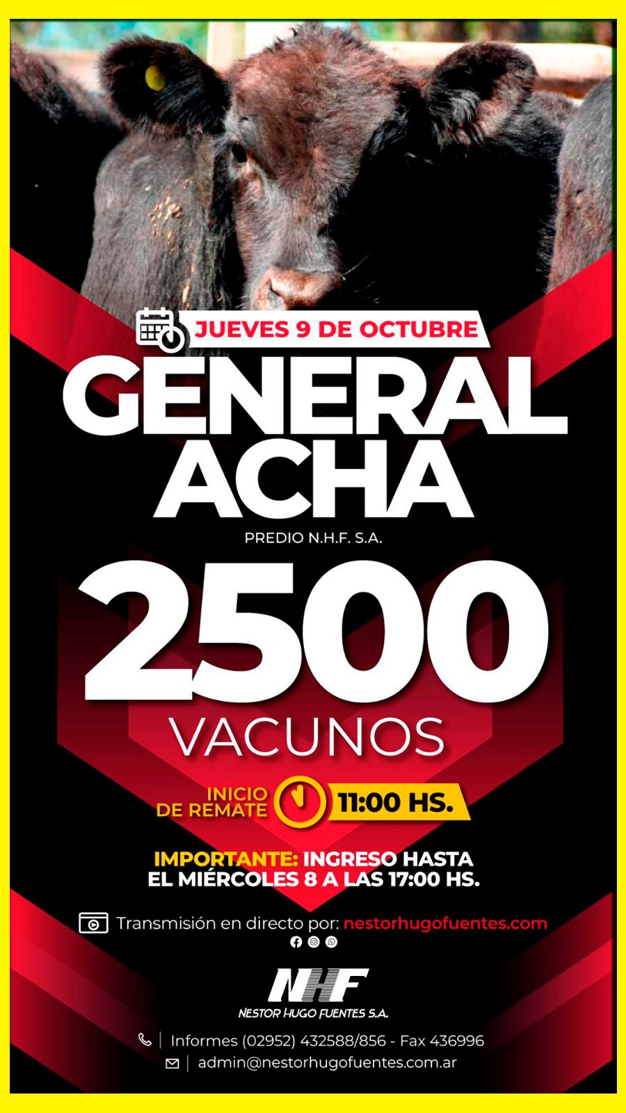 Néstor Hugo Fuentes S.A. | General Acha | Próximo Remate Feria el jueves 9 de octubre de 2025