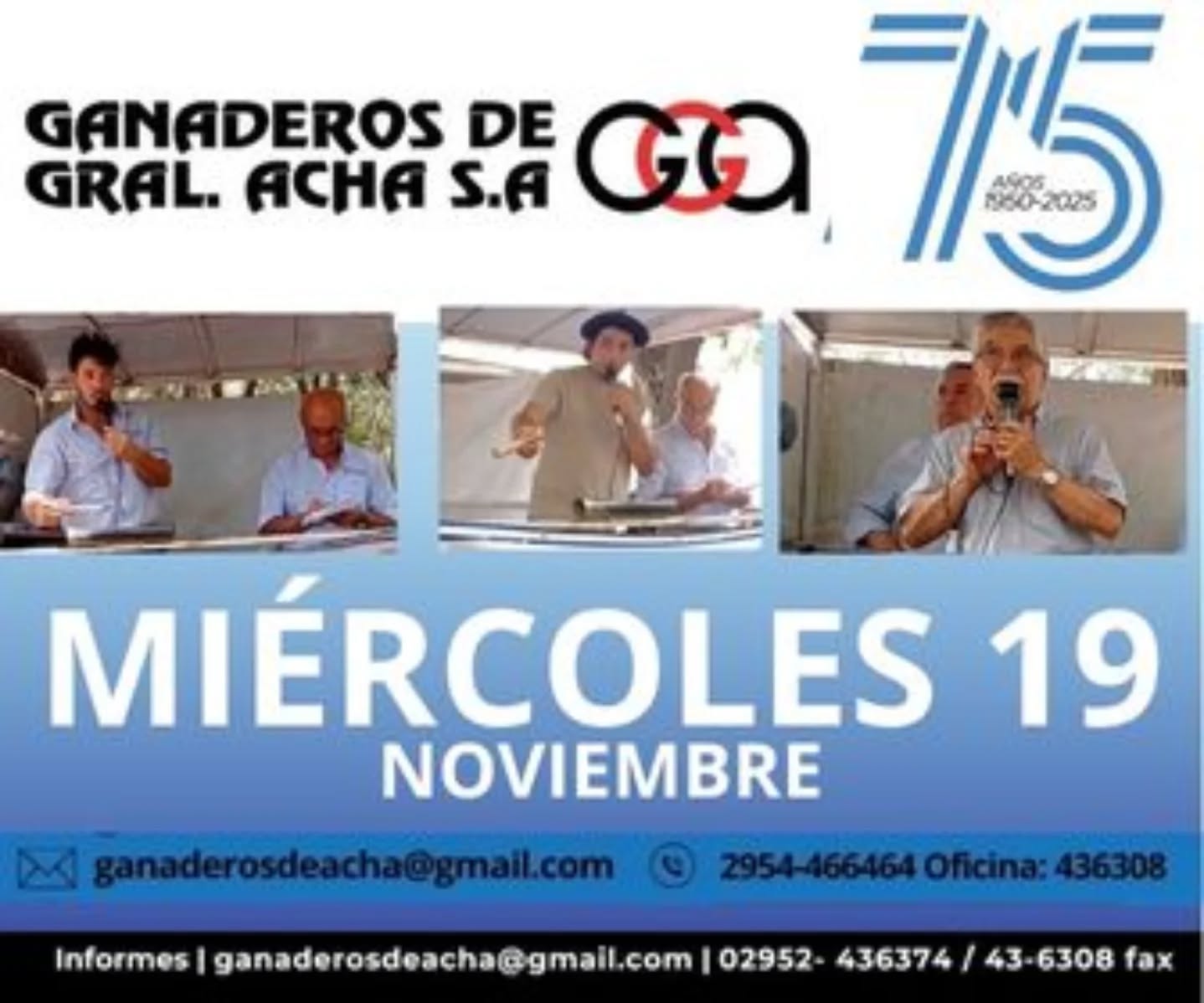 Ganaderos de General Acha S.A. | General Acha | Próximo Remate Feria el miércoles 19 de noviembre de 2025