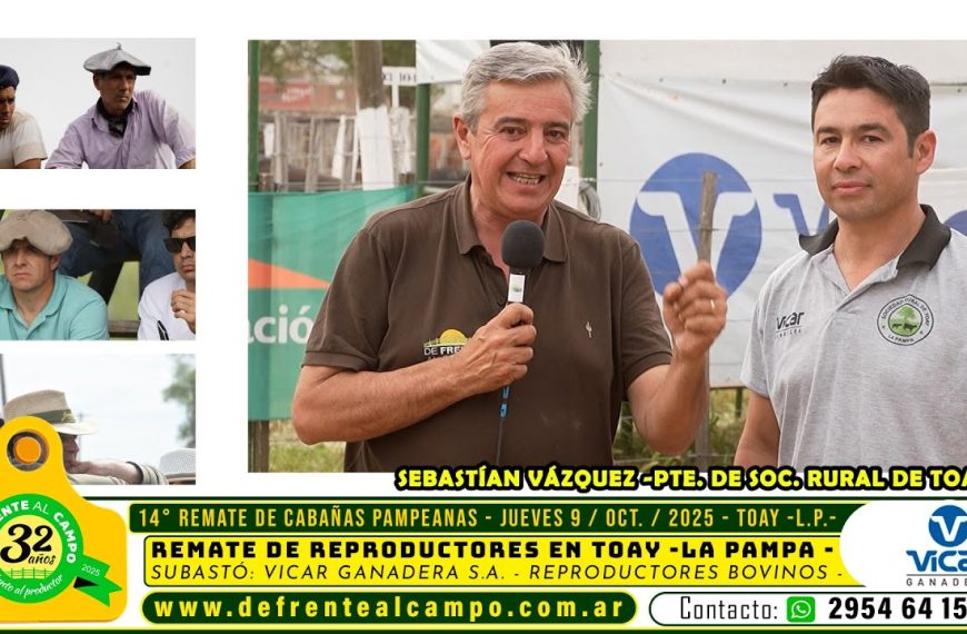 Sebastián Vázquez remate cabañas pampeanas, entrevista al Pte. de la Sociedad Rural de Toay con De Frente al Campo.