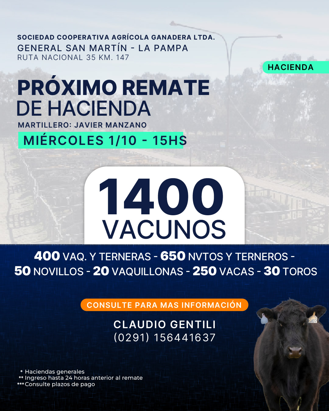 Sociedad Cooperativa Agrícola Ganadera Ltda. | General San Martín | Próximo Remate Feria el miércoles 1 de octubre de 2025