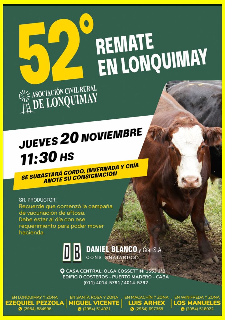 Remate feria Daniel Blanco en Lonquimay el 20 de noviembre 2025 con gordo, invernada y cría.