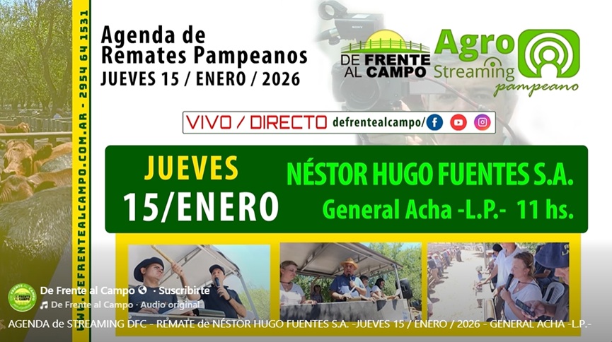 Néstor Hugo Fuentes S.A. | General Acha | Próximo Remate Feria el jueves 15 de enero de 2026